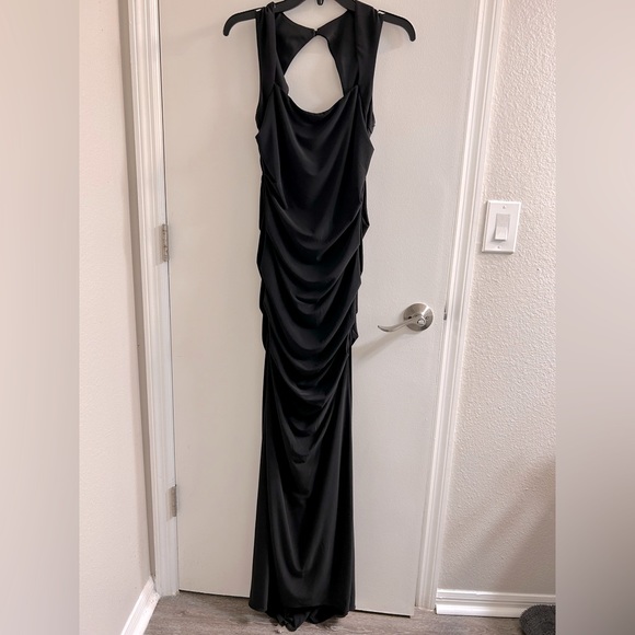 NWOT ADRIANNA PAPELL BLACK GOWN COCKTAIL DRESS/LONG/STRETCH MATERIAL/4US-40IT - Picture 1 of 10